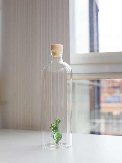 Bottle Cactus Green White