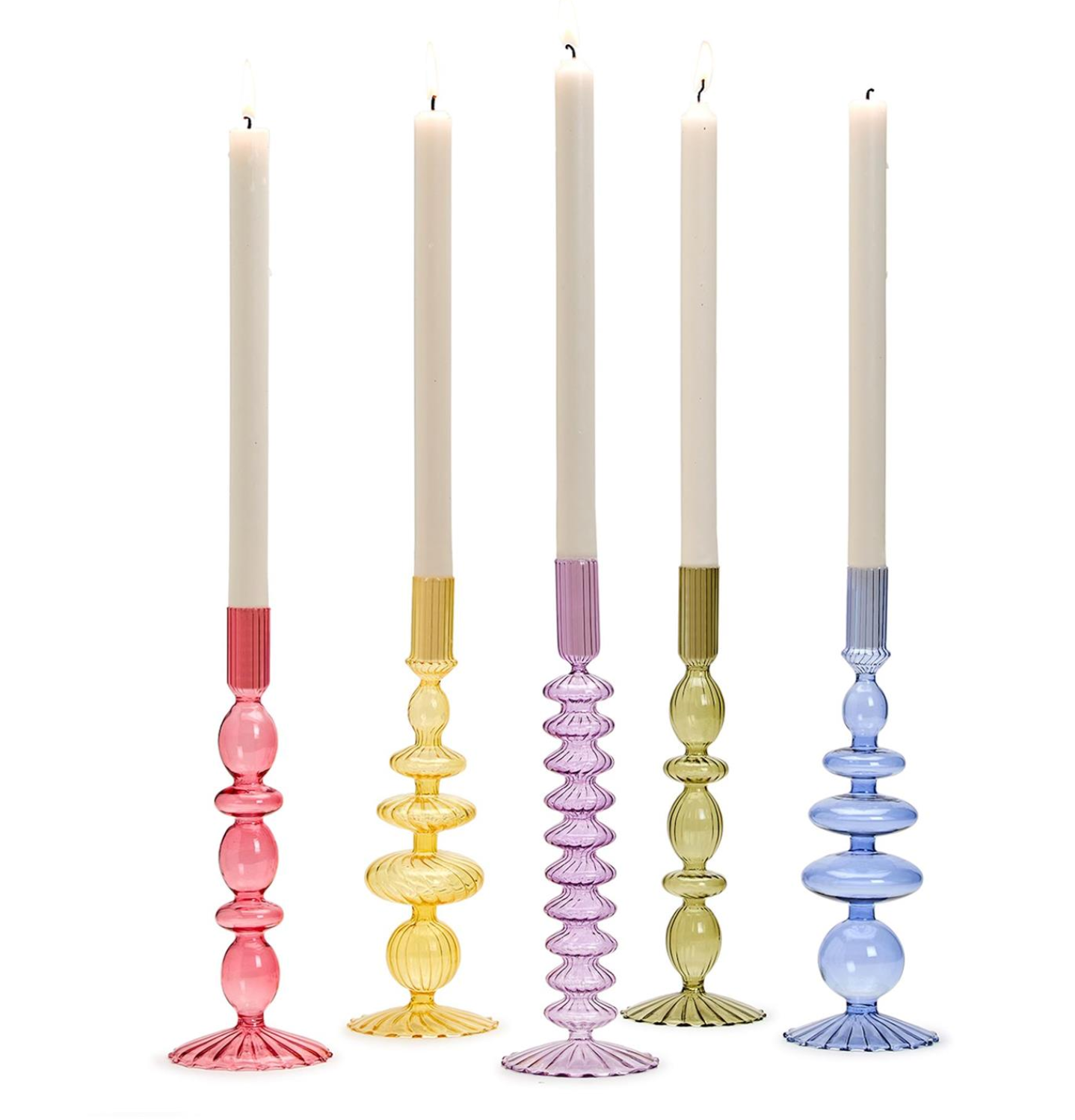Glass Tapered Candlestick Candleholder