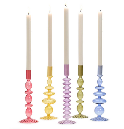 Glass Tapered Candlestick Candleholder