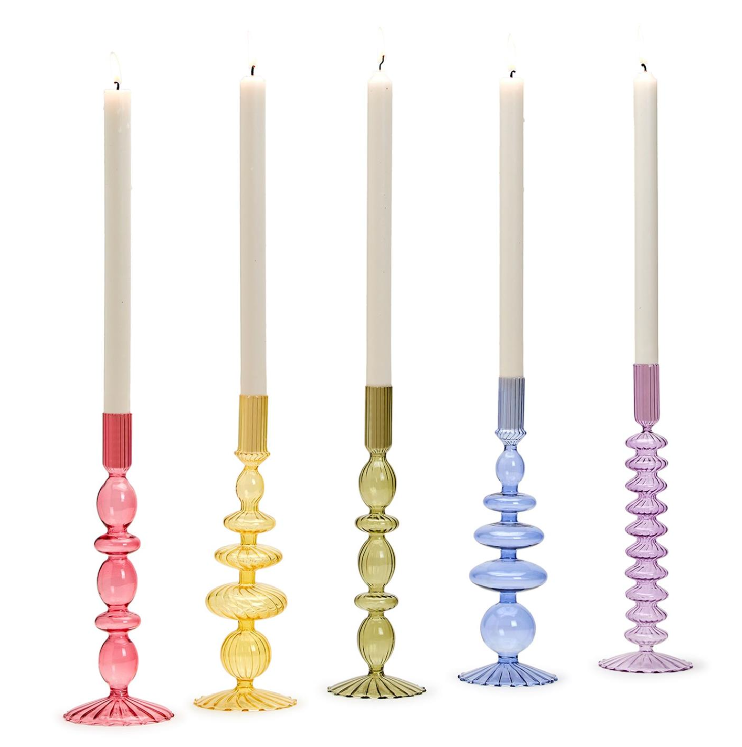 Glass Tapered Candlestick Candleholder