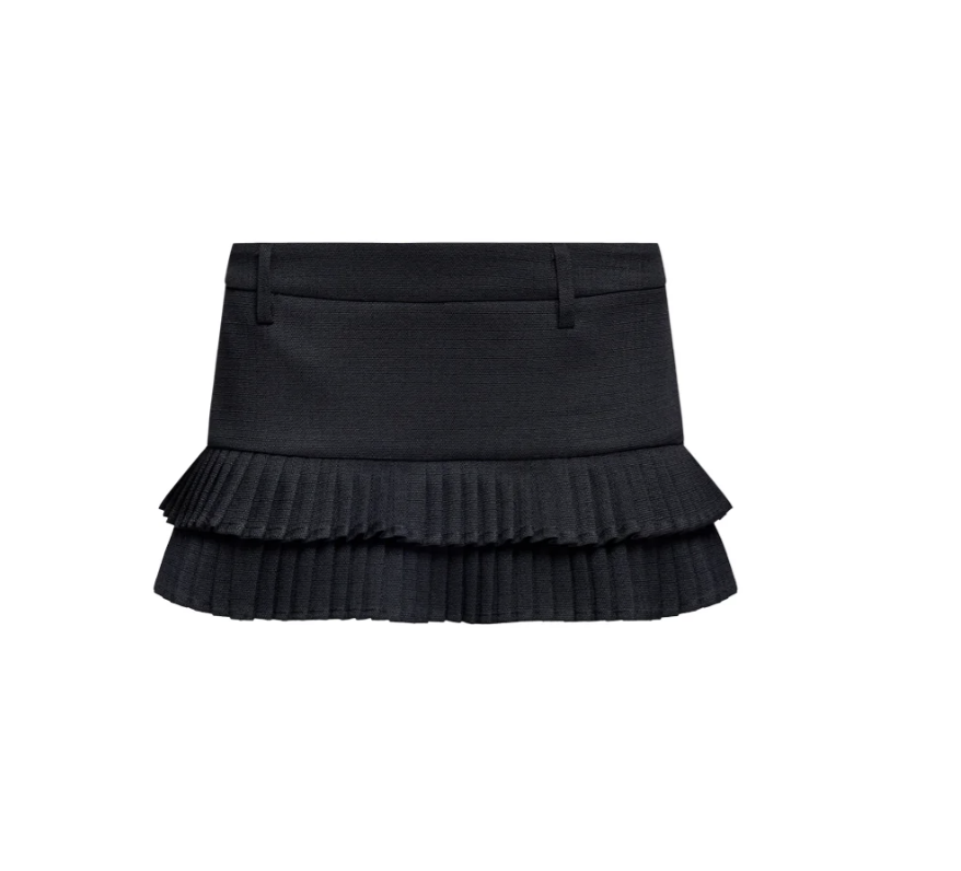 Double Ruffle Mini Skirt Onyx