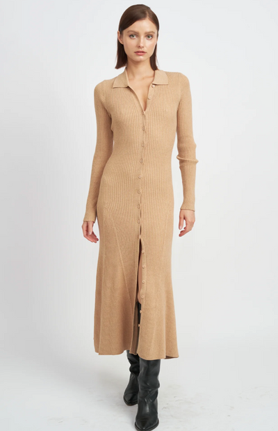 Button up knit Dress Oatmeal