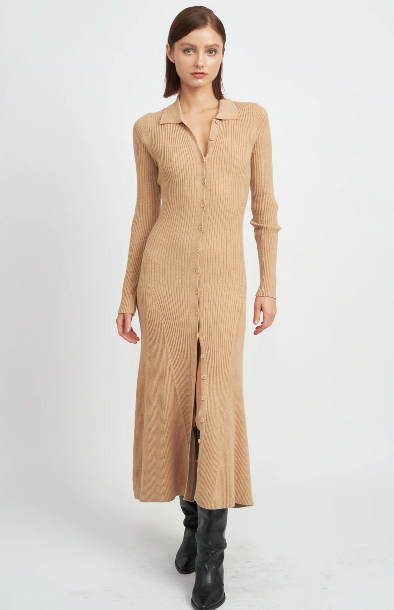Button up knit Dress Oatmeal