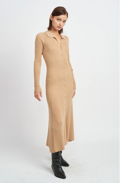 Button up knit Dress Oatmeal