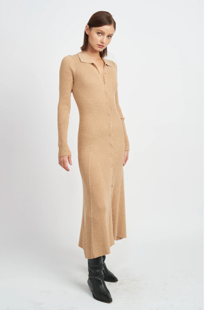 Button up knit Dress Oatmeal