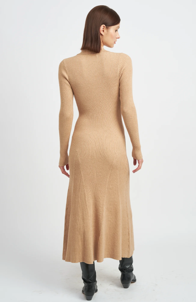 Button up knit Dress Oatmeal