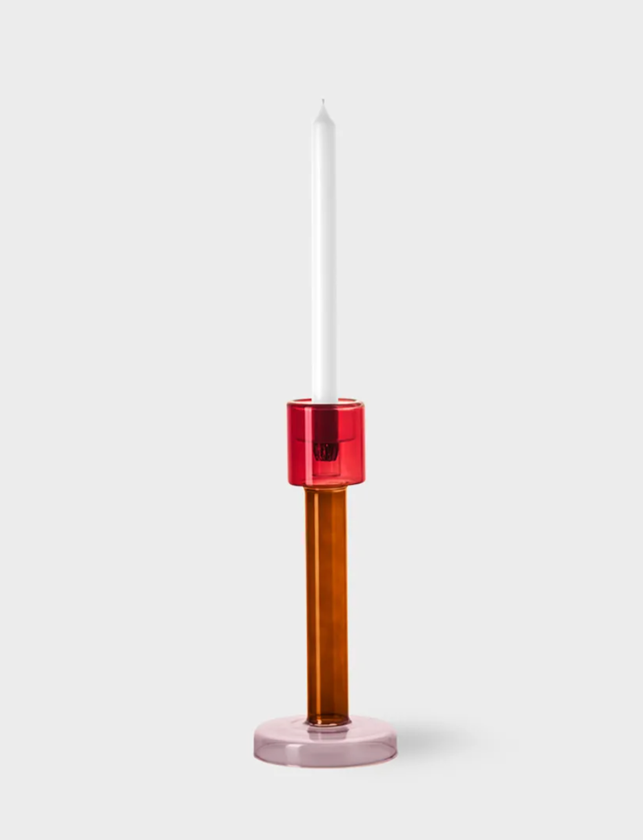 Bole candle holder L red/pink