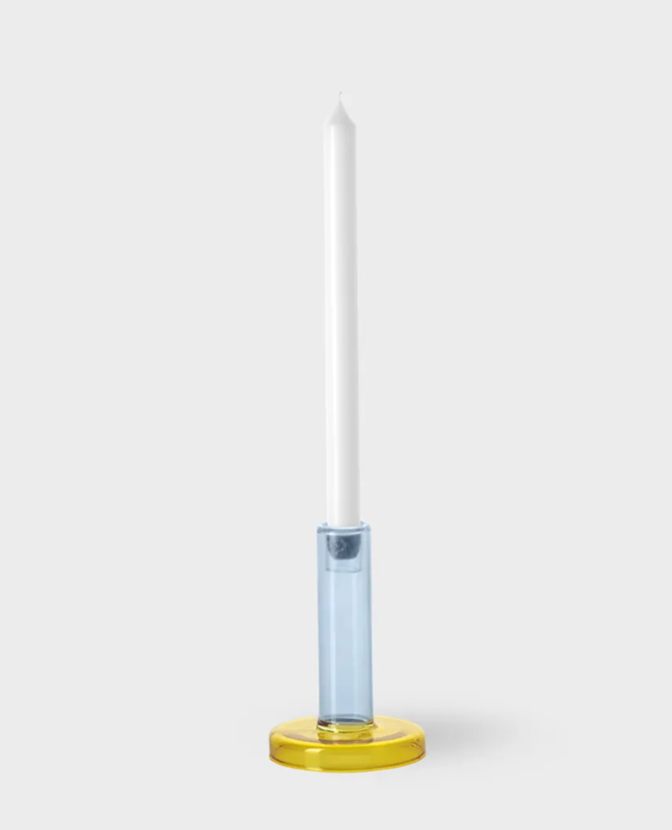 Bole candle holder S blue / yellow