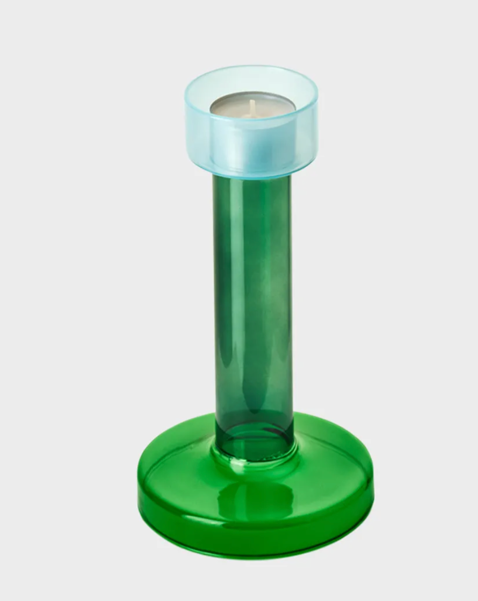 Bole candle holder M blue/green