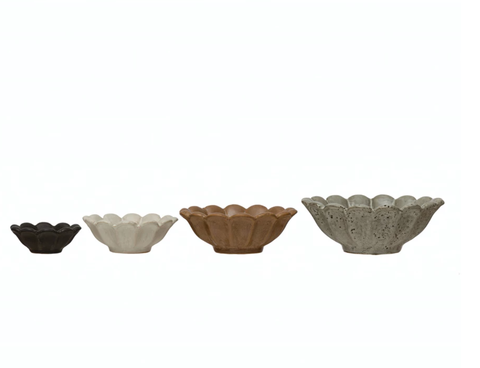 White Stoneware Flower Bowl