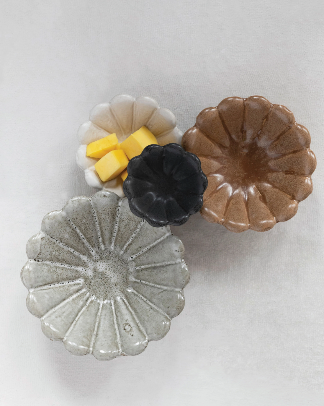 White Stoneware Flower Bowl