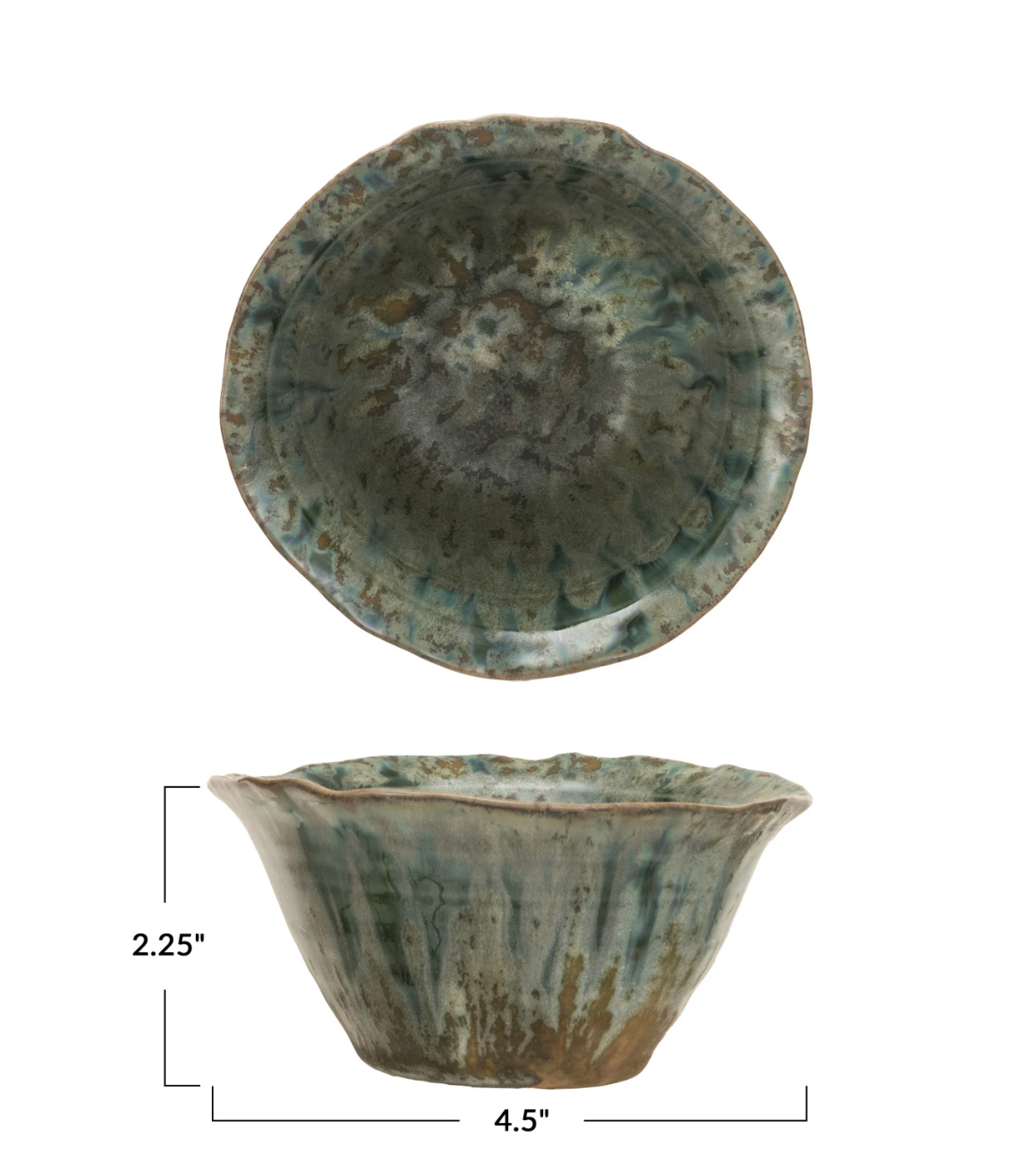 Stoneware Bowl Reactive Crackle Glaze