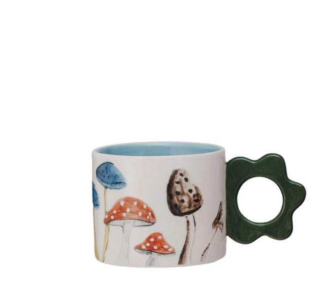Stoneware Mug w/ Flower Handle