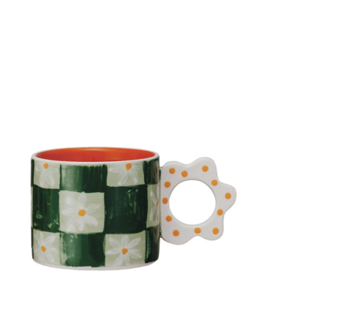 Stoneware Mug w/ Flower Handle