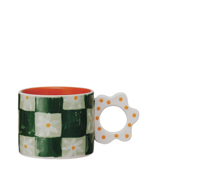 Stoneware Mug w/ Flower Handle