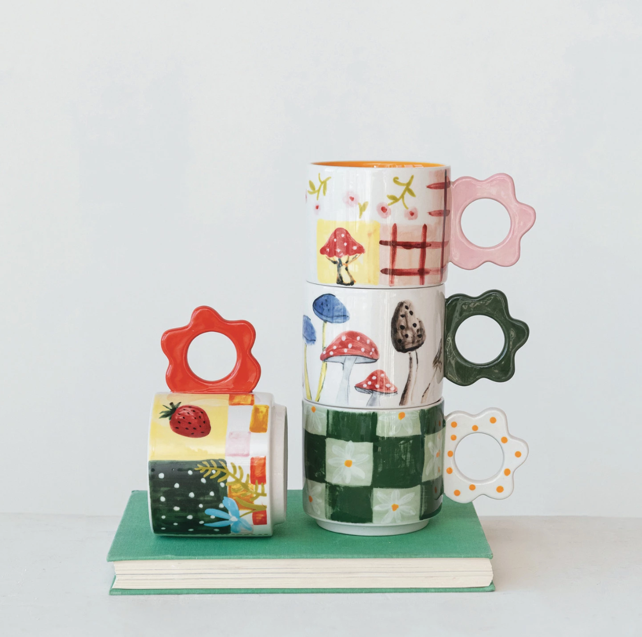 Stoneware Mug w/ Flower Handle