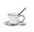 Ceramic Saucer w/ Teacup & Brush Shaped Stirrer