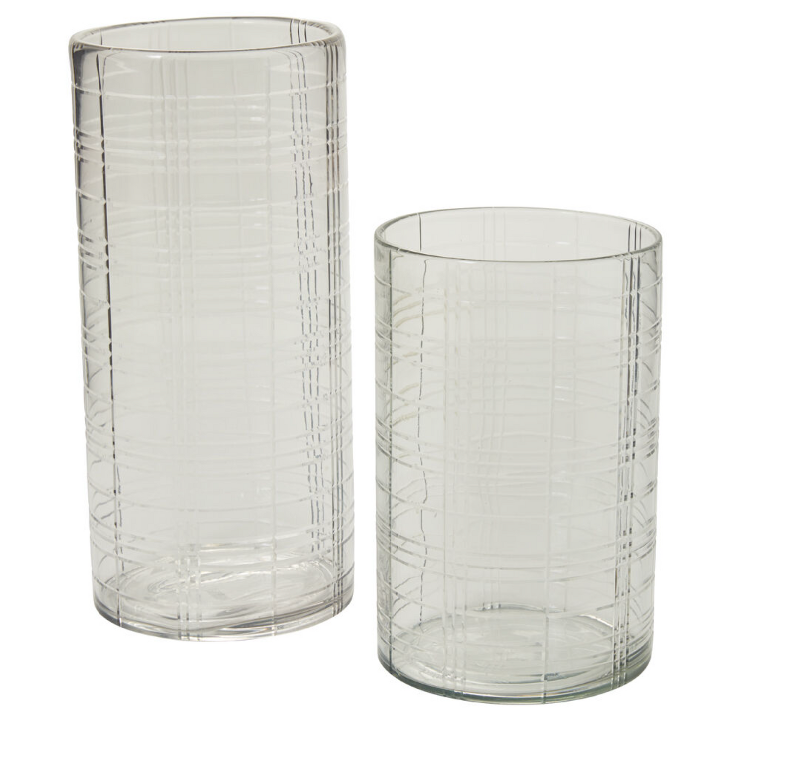 Etched Plaid Votive Clear