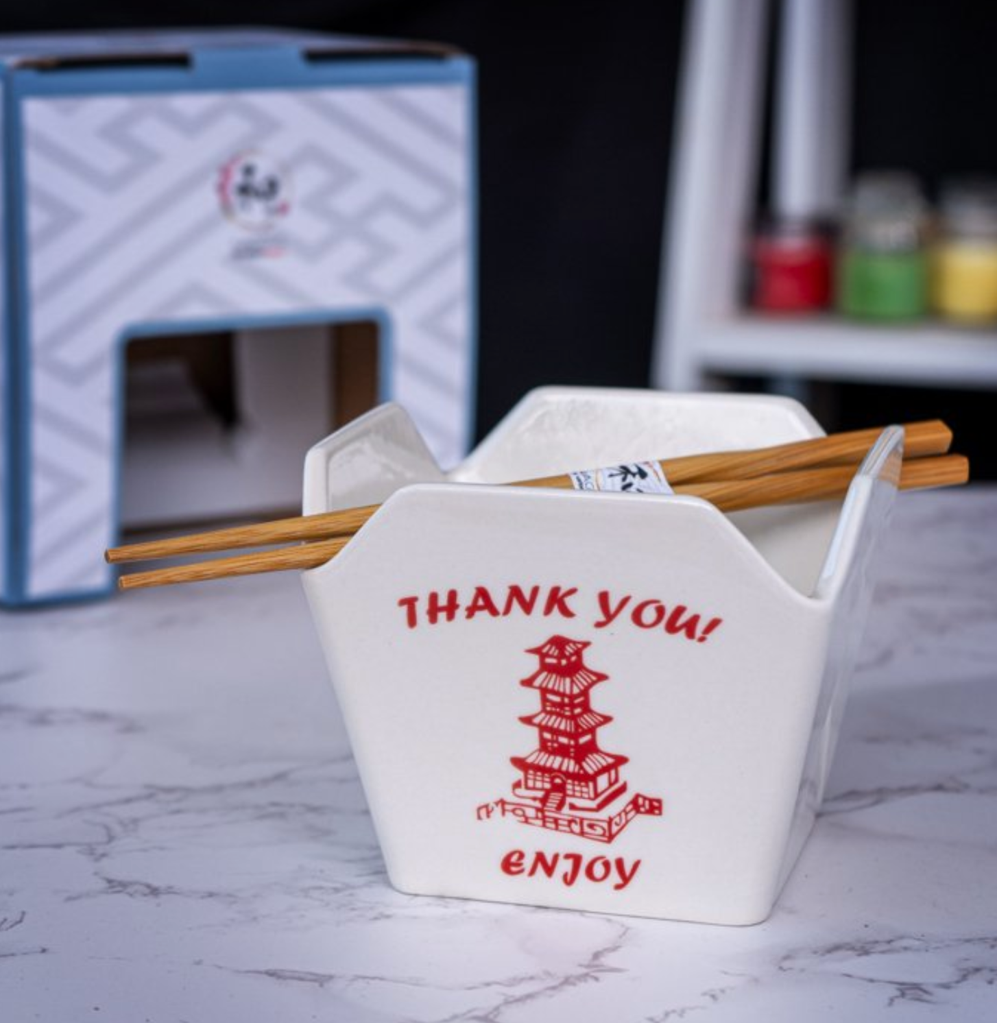 Takeout Box Serving Bowl With Chopsticks Pagoda