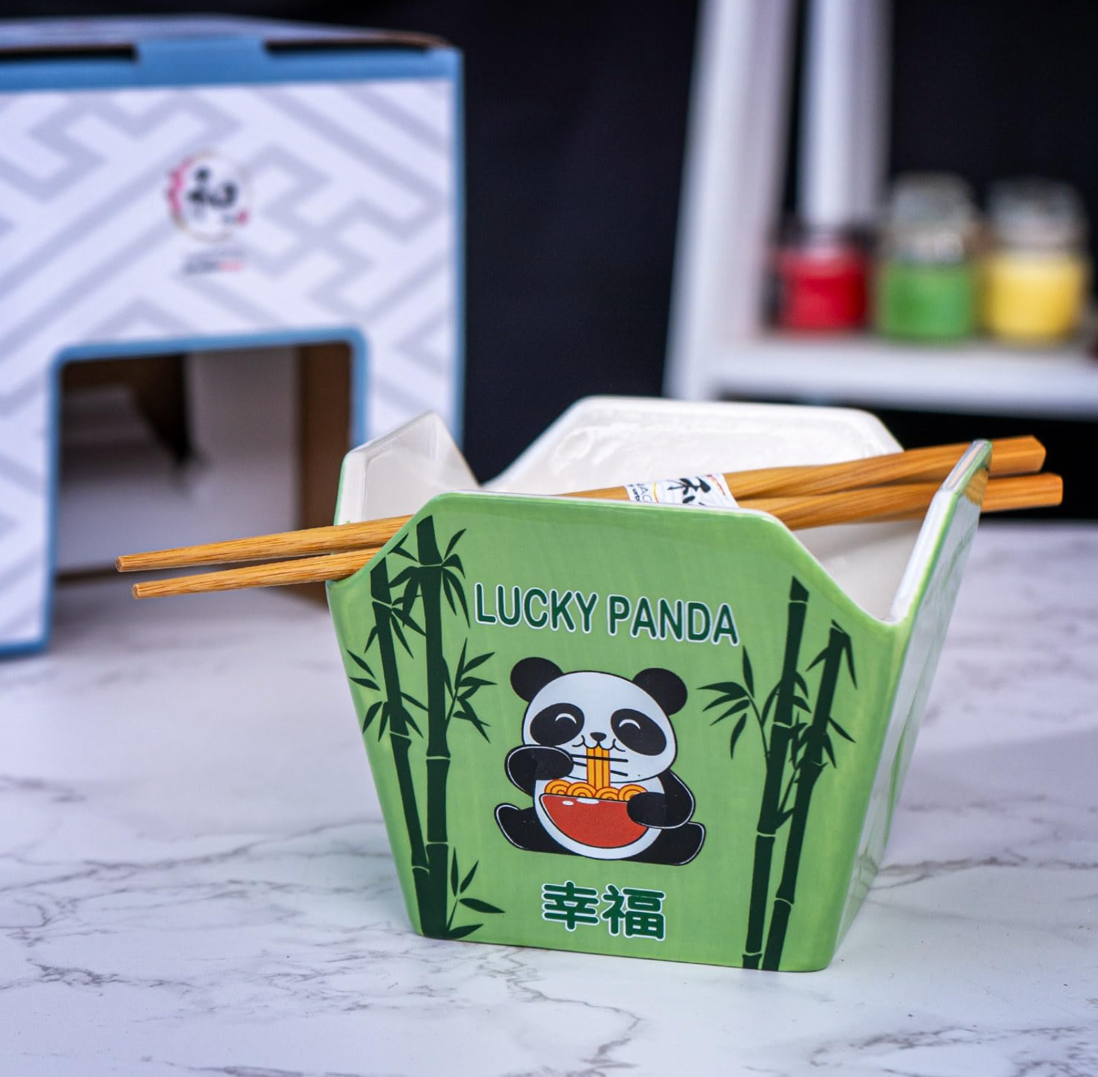 Takeout Box Serving Bowl With Chopsticks Panda