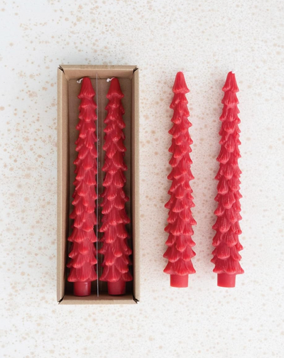 Unscented Tree Shaped Taper Candles Holly Berry