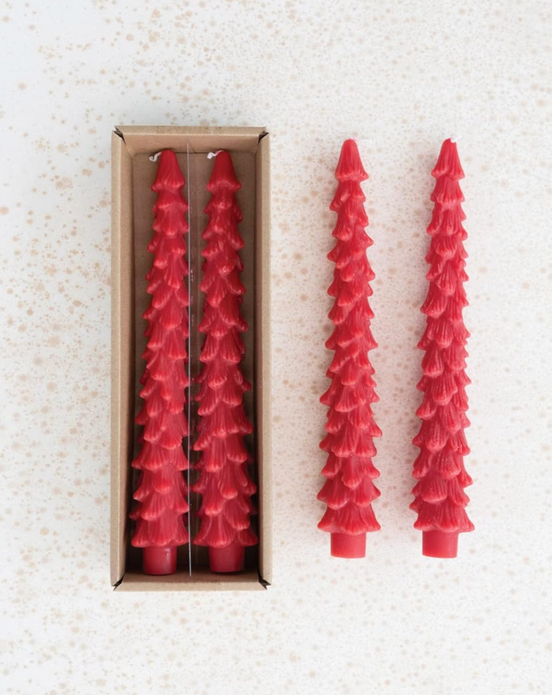 Unscented Tree Shaped Taper Candles Holly Berry