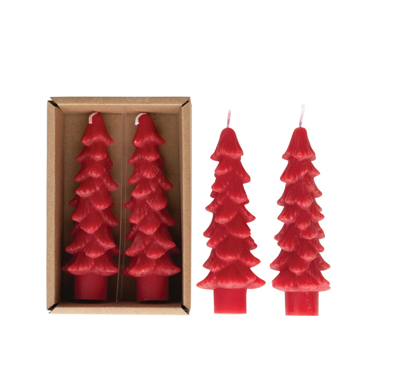 Unscented Tree Shaped Taper Candles Holly Berry