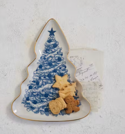 Christmas Tree Serving Plate Gold