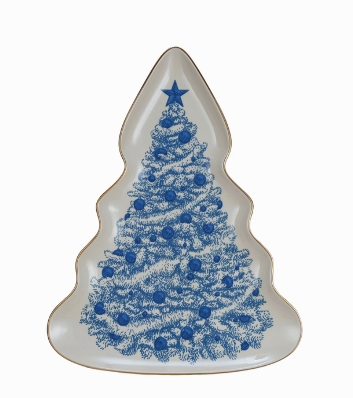 Christmas Tree Serving Plate Gold