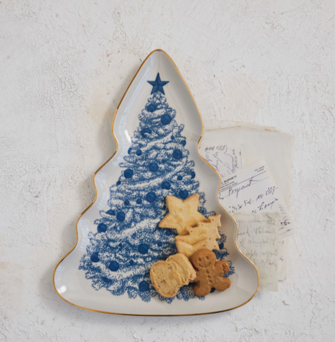 Christmas Tree Serving Plate Gold