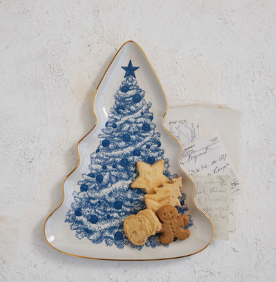 Christmas Tree Serving Plate Gold