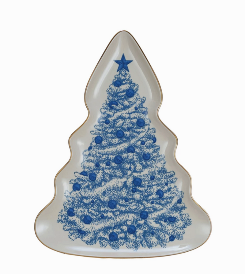 Christmas Tree Serving Plate Gold