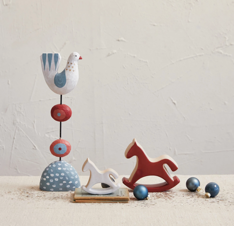 Stoneware Rocking Horse White Unglazed