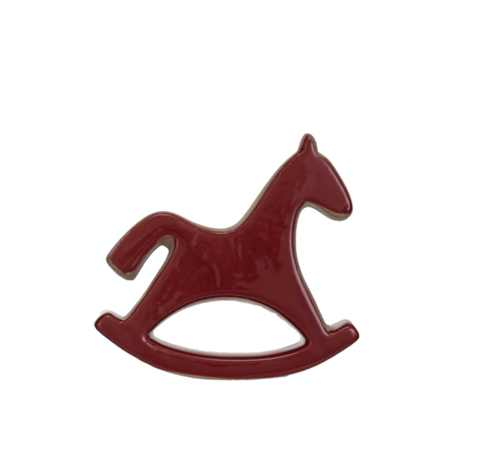 Stoneware Rocking Horse Red Unglazed