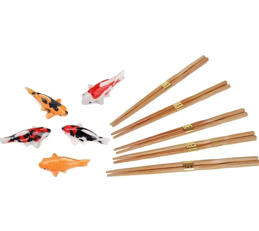 Chopsticks and Japanese Koi Fish Porcelain Chopsticks