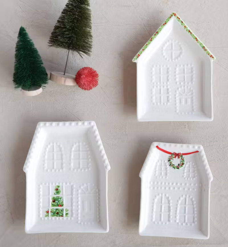 Embossed Stoneware House Plate