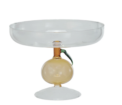 Glass Pedestal w Orange Shaped Base