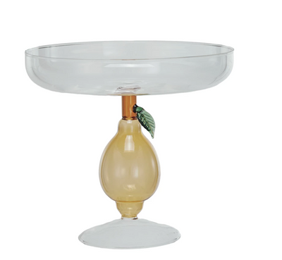Glass Pedestal w Lemon Shaped Base