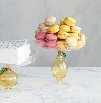 Glass Pedestal w Lemon Shaped Base