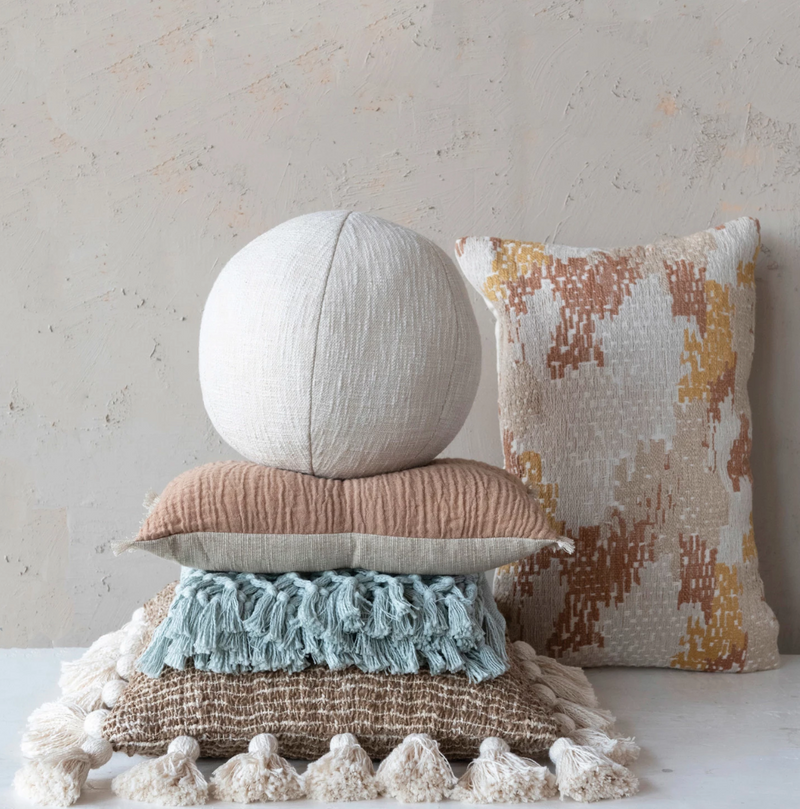Woven Cotton Blend Jacquard Lumbar Pillow Polyester Fill