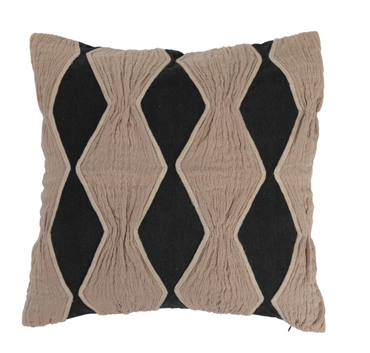 Cotton Pillow wApplique Diamond Pattern Polyester Fill