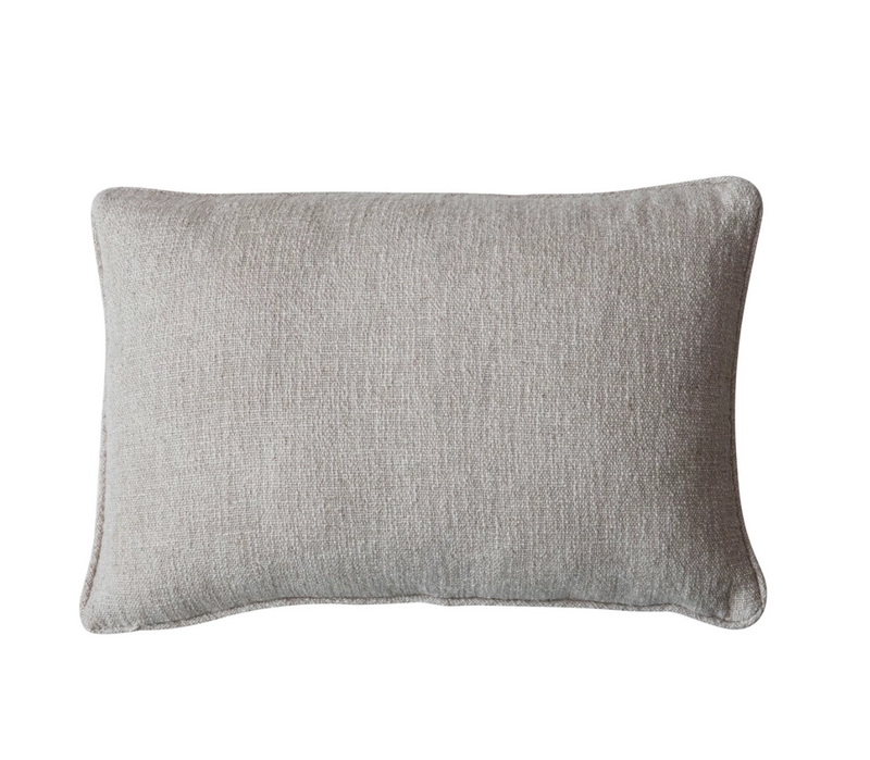 Cotton Blend Printed Lumbar Pillow w Embroidered Coral