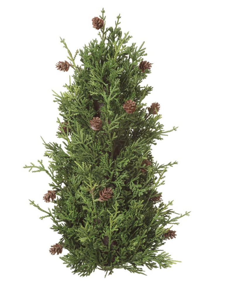 Cedar Pine Cone Topiary Green Brown