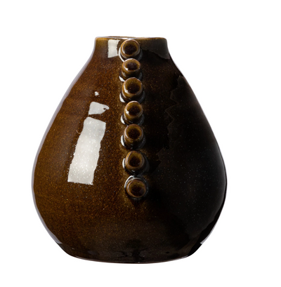 Terra Cotta Vase Hobnails Brown S
