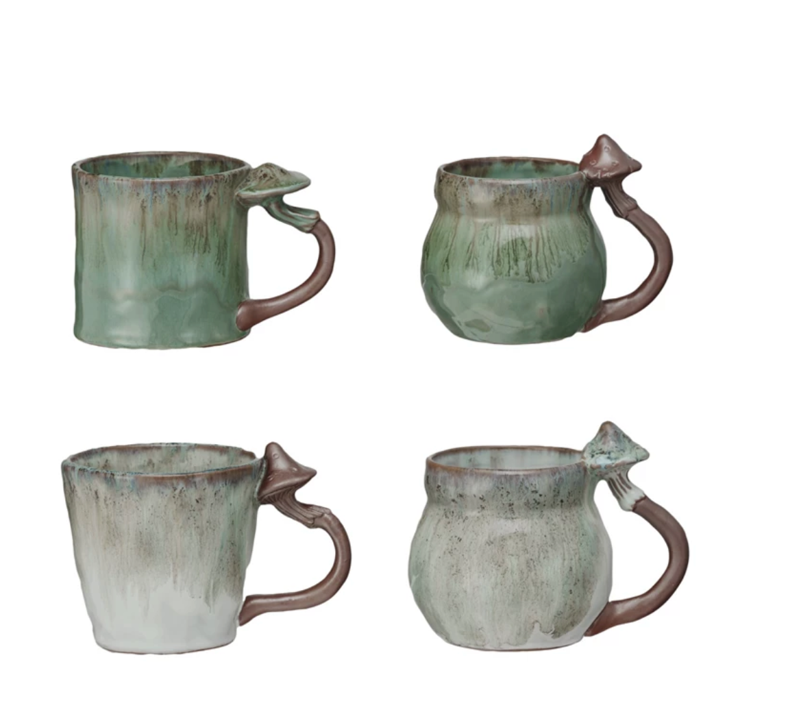 Stoneware Mug w Mushroom Handle