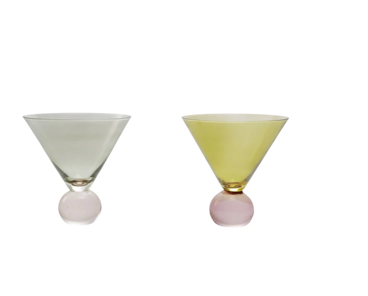 Two Tone Martini Glass with Ball Stem