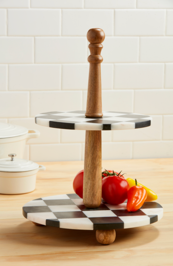 Black White Check Tiered Server