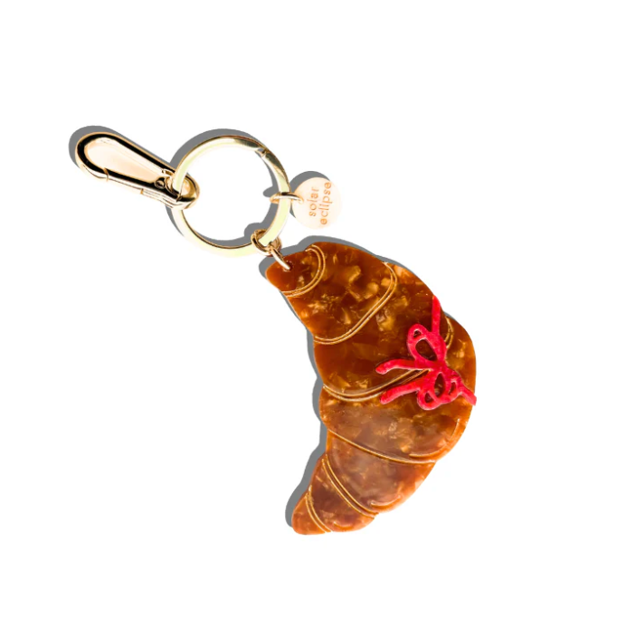 Hand Painted Pendant and keychain Croissant