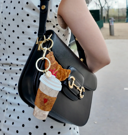 Hand Painted Pendant and keychain Croissant