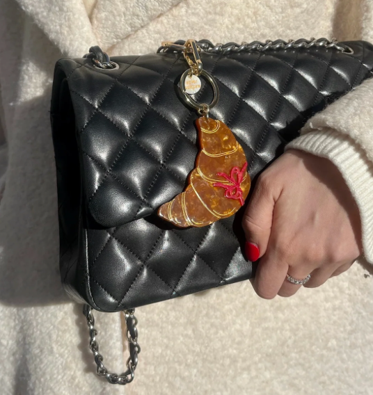 Hand Painted Pendant and keychain Croissant